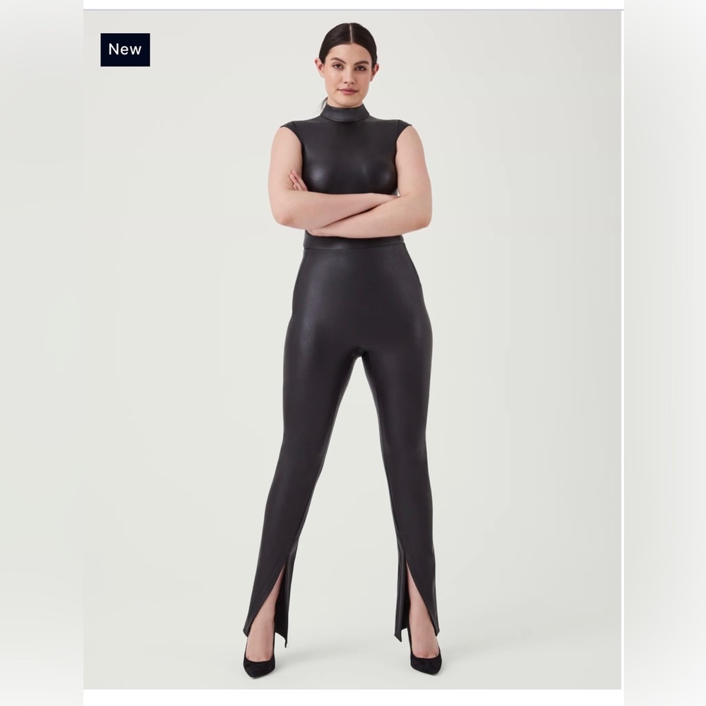 SPANX Leather-Like Front Slit Skinny Pants